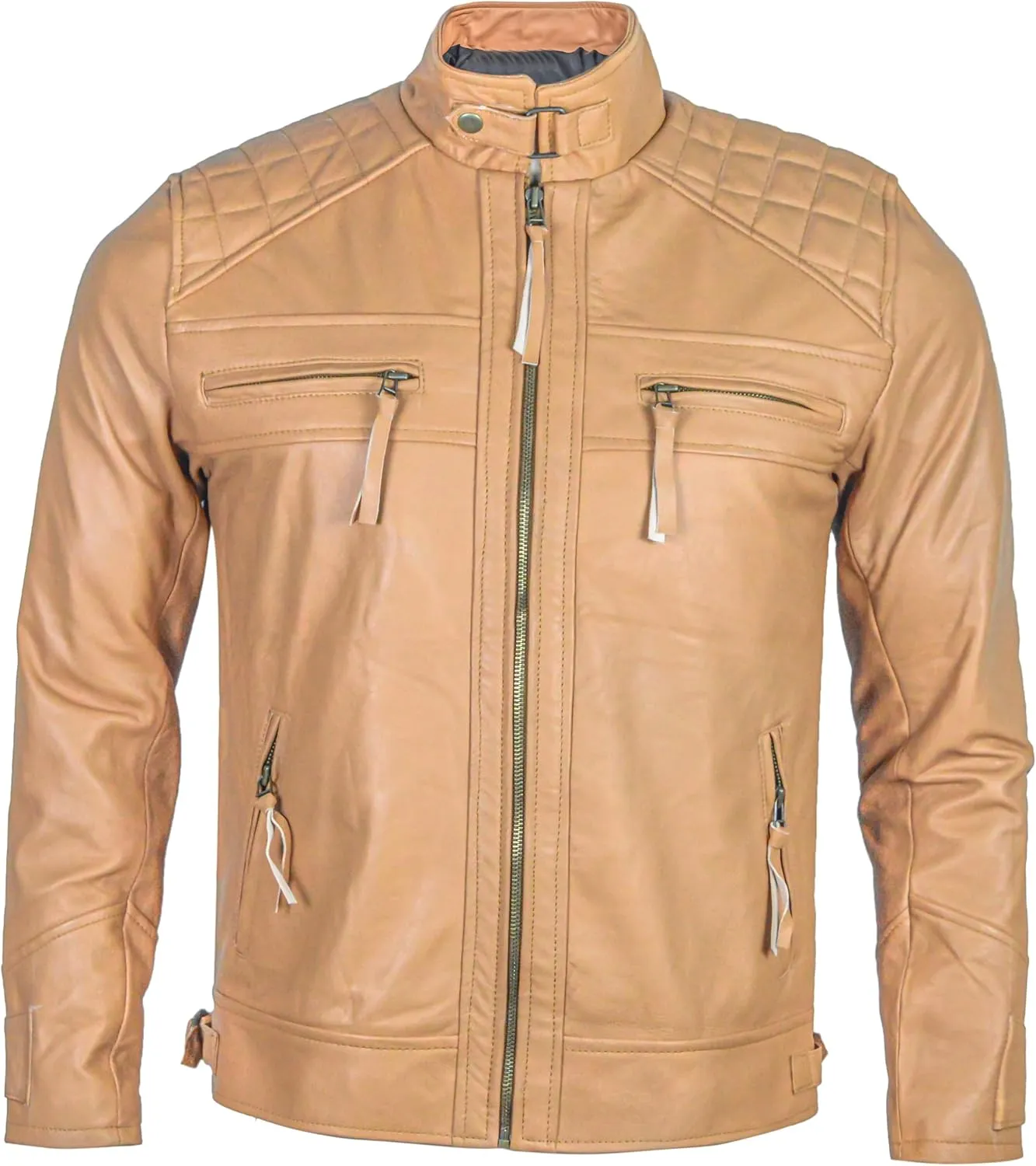 Men's Lambskin Leather Jacket  Classic Leather Bomber Jacket, Stylish Cafe Racer Biker Outerwear for Men