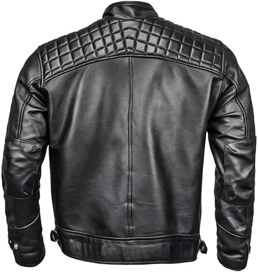 Men's Lambskin Leather Jacket  Classic Leather Bomber Jacket, Stylish Cafe Racer Biker Outerwear for Men