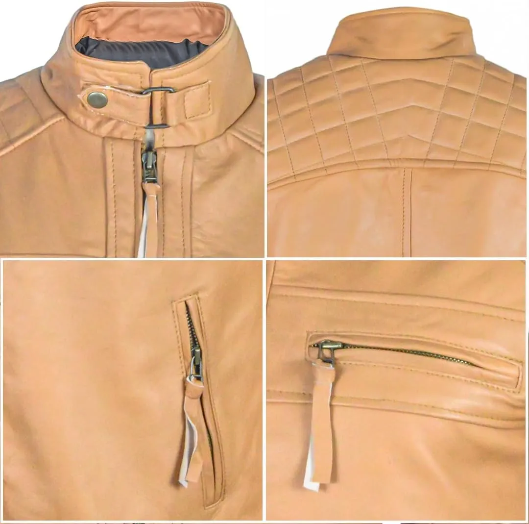 Men's Lambskin Leather Jacket  Classic Leather Bomber Jacket, Stylish Cafe Racer Biker Outerwear for Men