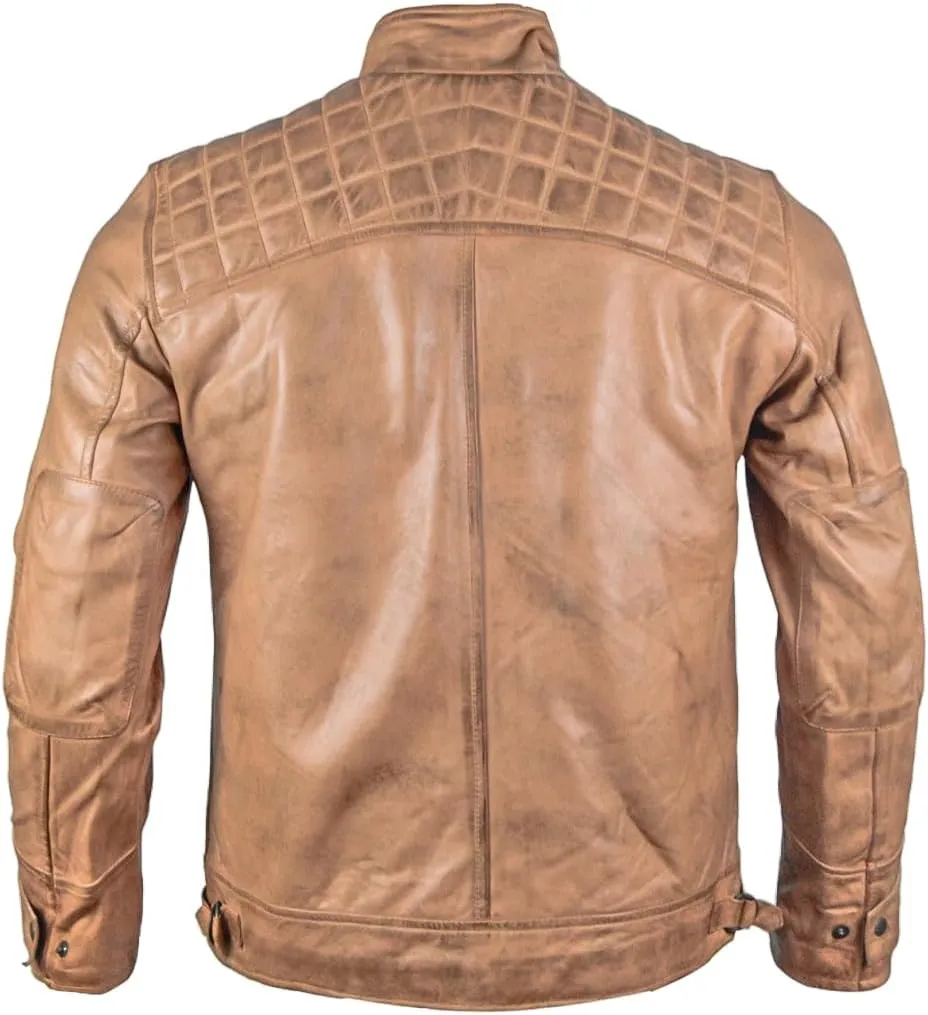 Men's Lambskin Leather Jacket  Classic Leather Bomber Jacket, Stylish Cafe Racer Biker Outerwear for Men
