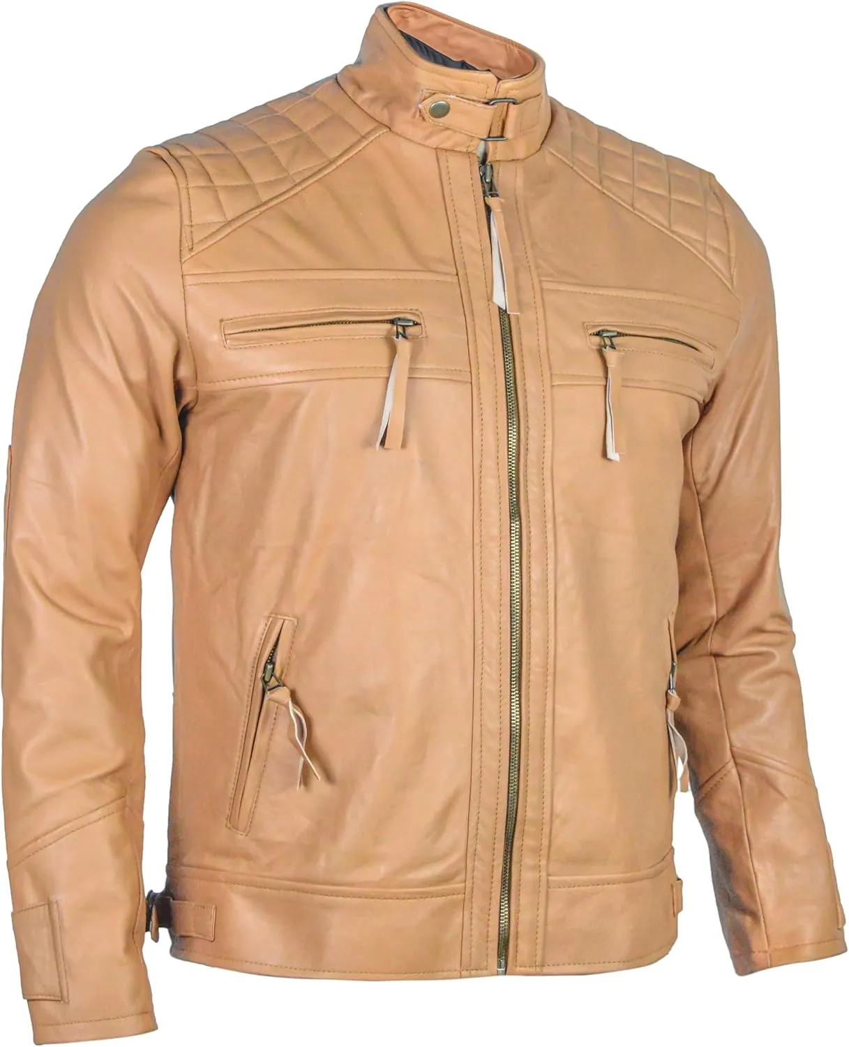 Men's Lambskin Leather Jacket  Classic Leather Bomber Jacket, Stylish Cafe Racer Biker Outerwear for Men