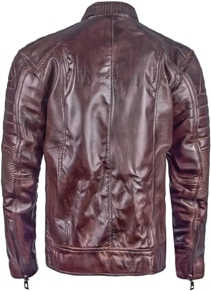Men's Lambskin Leather Jacket  Classic Leather Bomber Jacket, Stylish Cafe Racer Biker Outerwear for Men