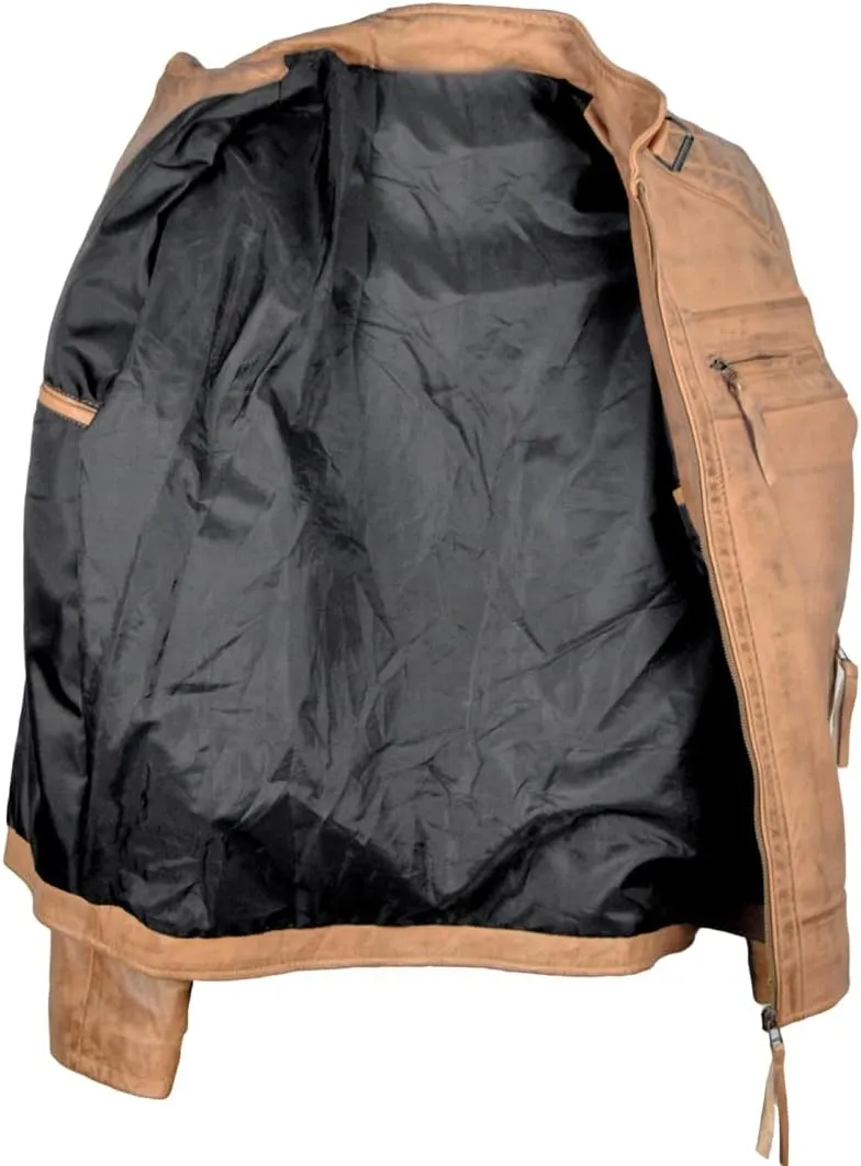 Men's Lambskin Leather Jacket  Classic Leather Bomber Jacket, Stylish Cafe Racer Biker Outerwear for Men