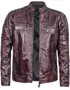 Men's Lambskin Leather Jacket  Classic Leather Bomber Jacket, Stylish Cafe Racer Biker Outerwear for Men