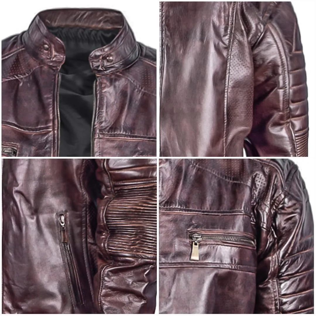 Men's Lambskin Leather Jacket  Classic Leather Bomber Jacket, Stylish Cafe Racer Biker Outerwear for Men