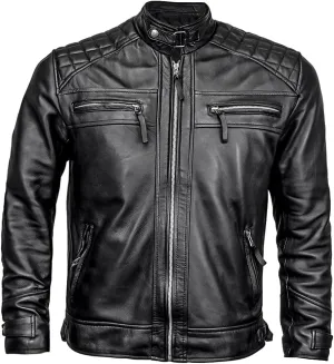 Men's Lambskin Leather Jacket  Classic Leather Bomber Jacket, Stylish Cafe Racer Biker Outerwear for Men