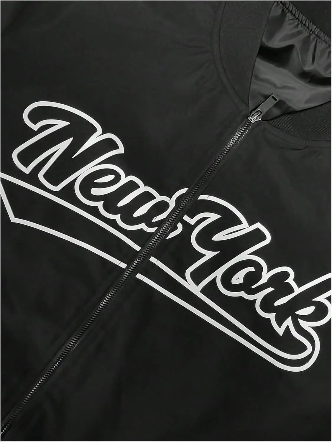 Men's Letter Printed Long Sleeve Bomber Jackets Zip Up Outerwear Coats