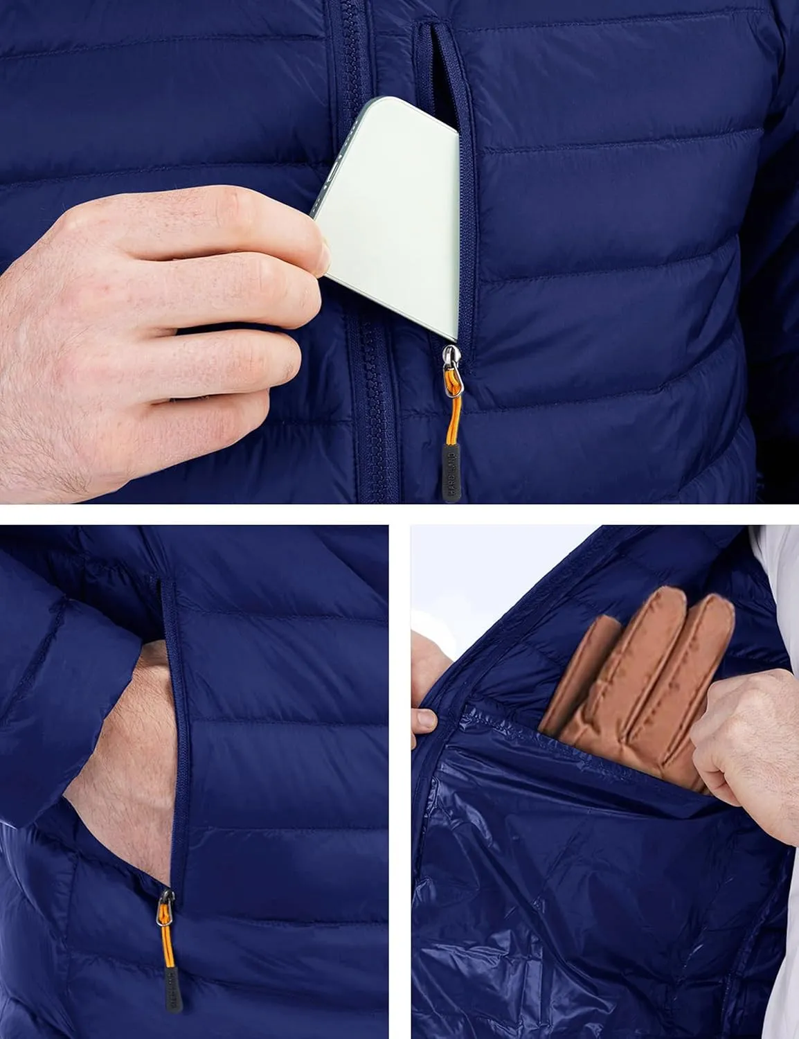 Men's Lightweight Puffer Jacket Insulated Water-Resistant Outdoor Winter Down Jacket for Men