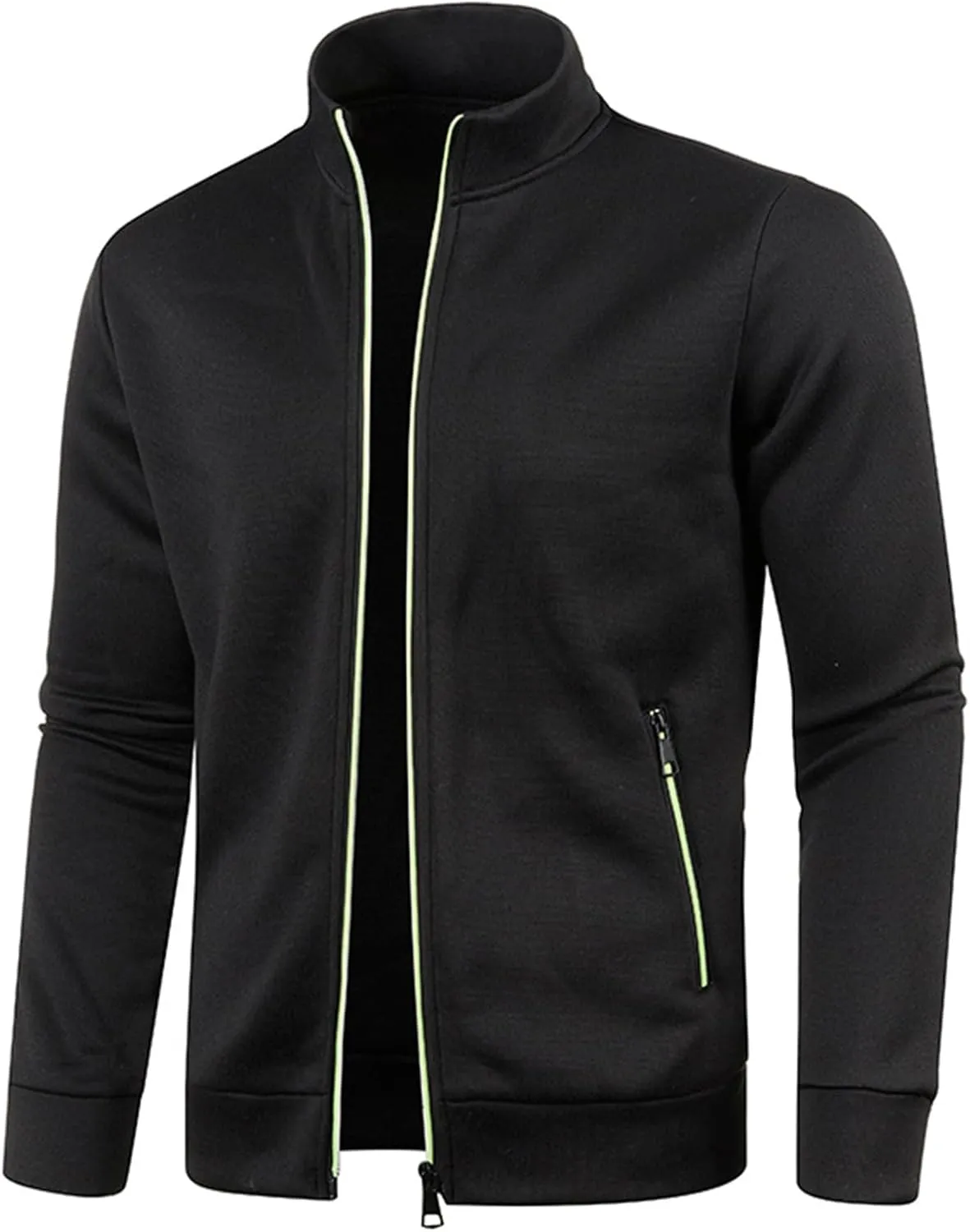Mens Lightweight Sweater Full Zip Mock Neck Fleece Soft Sweatshirts Jogging Athletic Fall Winter Jackets with Pockets