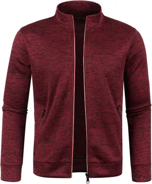 Mens Lightweight Sweater Full Zip Mock Neck Fleece Soft Sweatshirts Jogging Athletic Fall Winter Jackets with Pockets