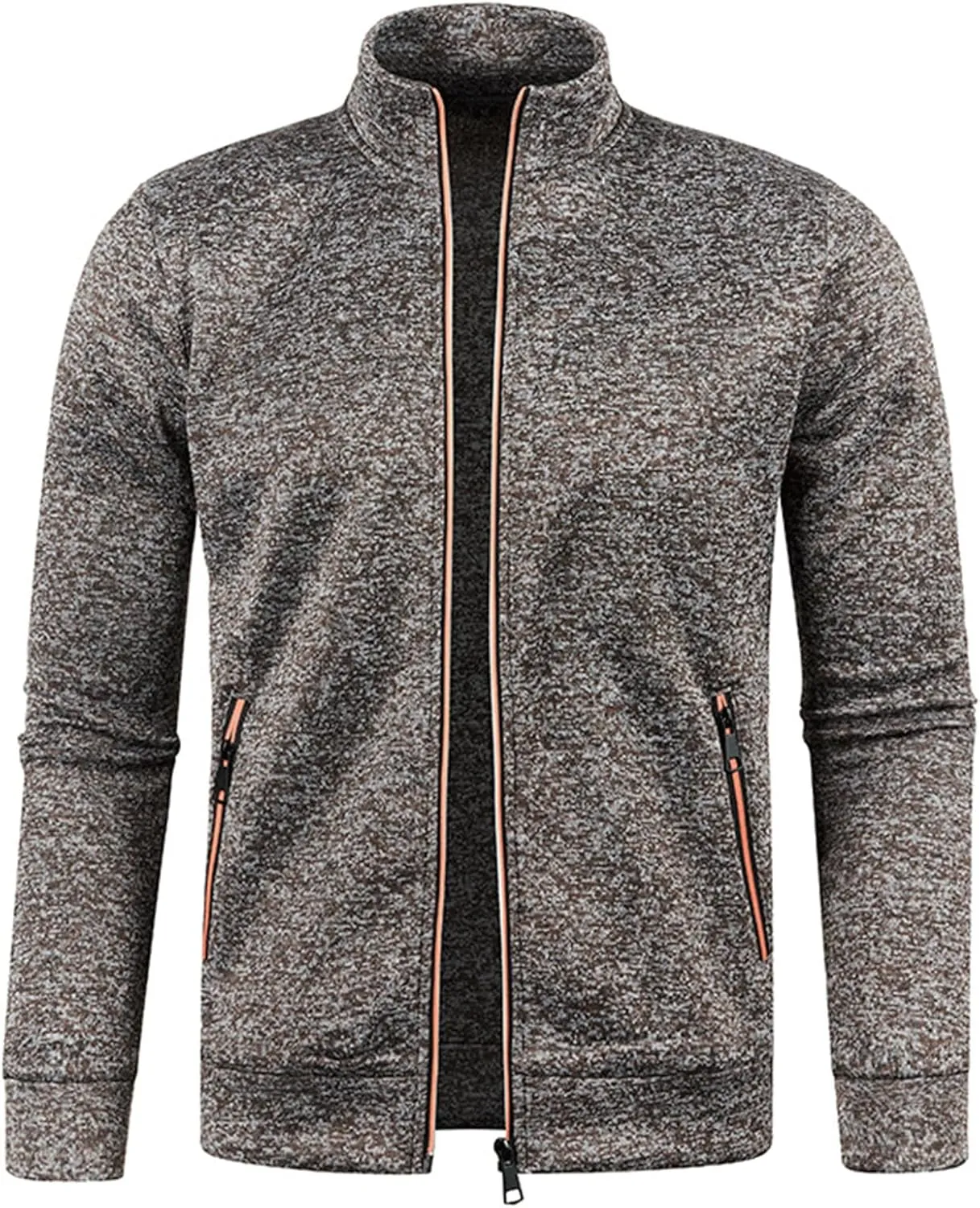 Mens Lightweight Sweater Full Zip Mock Neck Fleece Soft Sweatshirts Jogging Athletic Fall Winter Jackets with Pockets