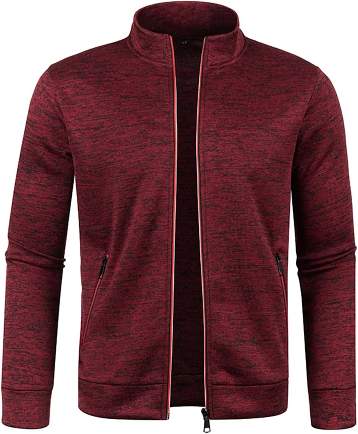 Mens Lightweight Sweater Full Zip Mock Neck Fleece Soft Sweatshirts Jogging Athletic Fall Winter Jackets with Pockets