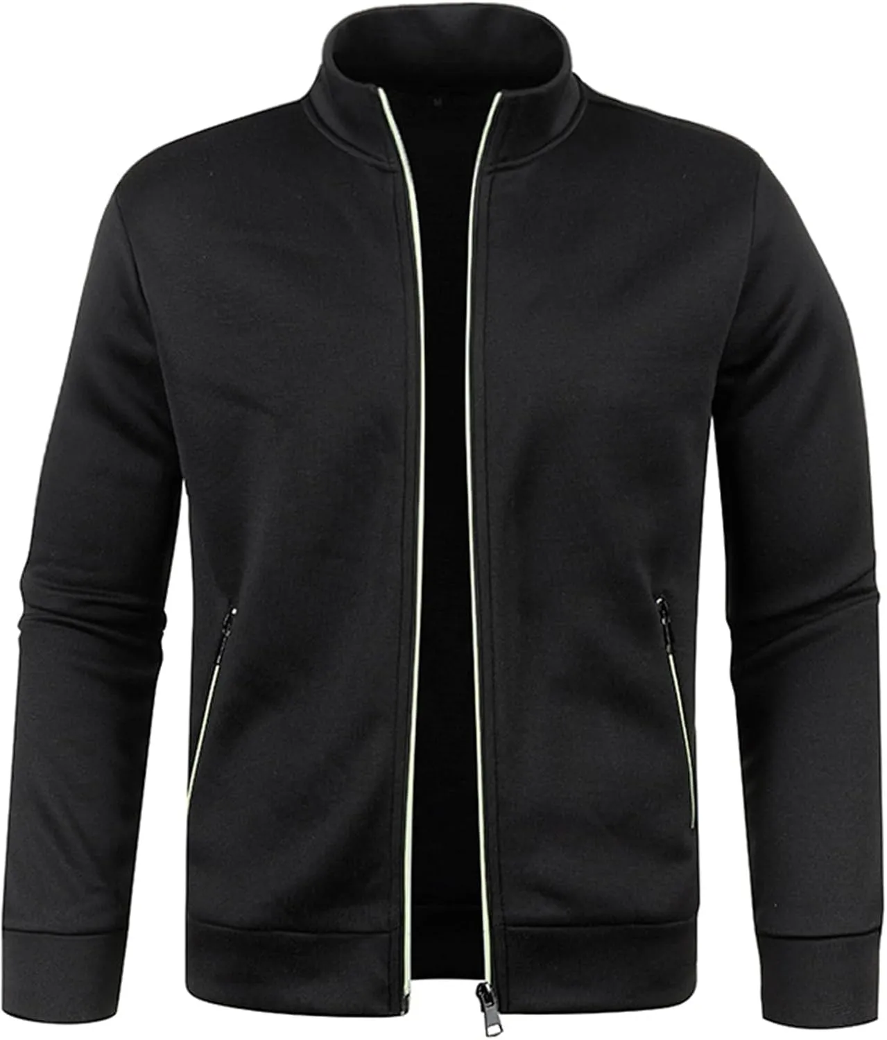 Mens Lightweight Sweater Full Zip Mock Neck Fleece Soft Sweatshirts Jogging Athletic Fall Winter Jackets with Pockets