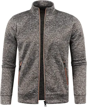 Mens Lightweight Sweater Full Zip Mock Neck Fleece Soft Sweatshirts Jogging Athletic Fall Winter Jackets with Pockets