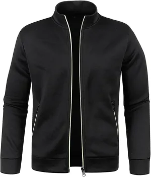 Mens Lightweight Sweater Full Zip Mock Neck Fleece Soft Sweatshirts Jogging Athletic Fall Winter Jackets with Pockets