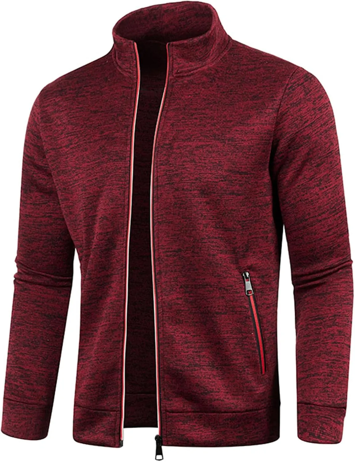 Mens Lightweight Sweater Full Zip Mock Neck Fleece Soft Sweatshirts Jogging Athletic Fall Winter Jackets with Pockets