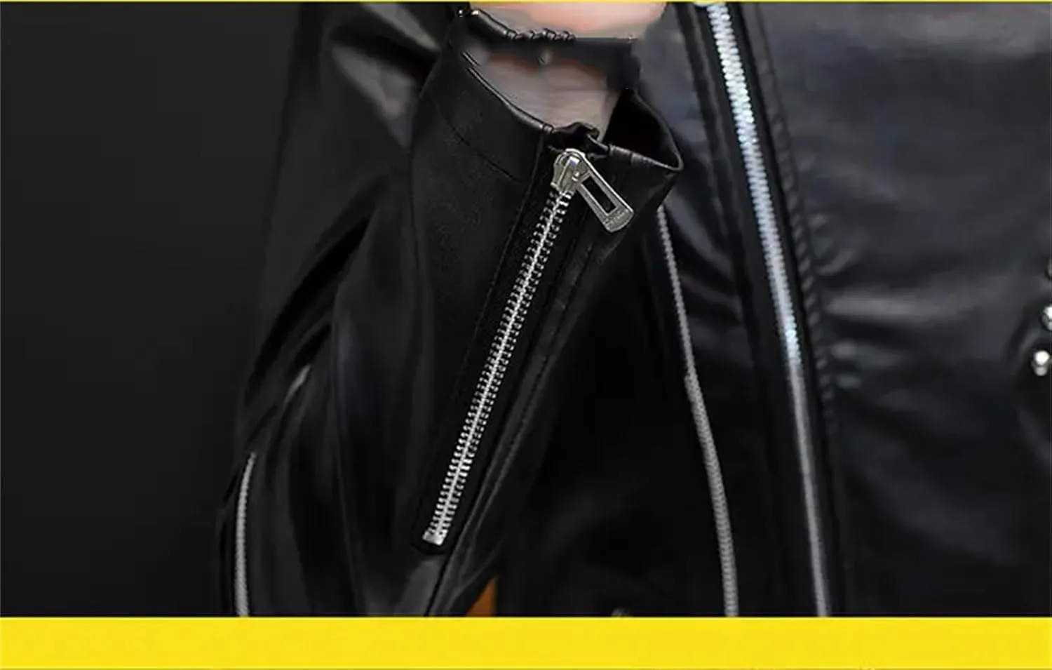 Men's Long Sleeve Zip Leather Jacket Slim Fit Personality Short Coat