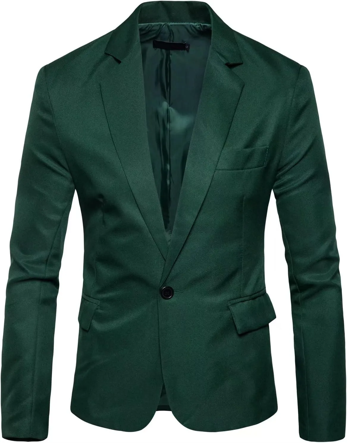Men's Long Sleeves Peak Lapel Collar One Button Slim Fit Sport Coat Blazer