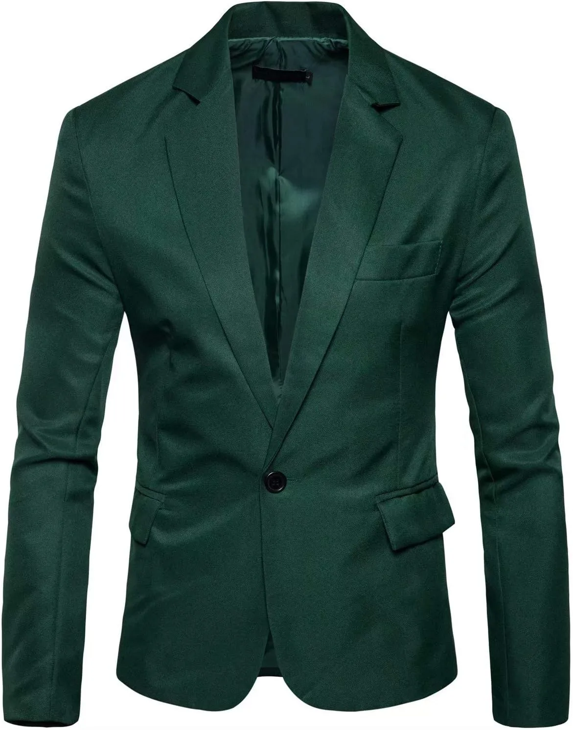 Men's Long Sleeves Peak Lapel Collar One Button Slim Fit Sport Coat Blazer