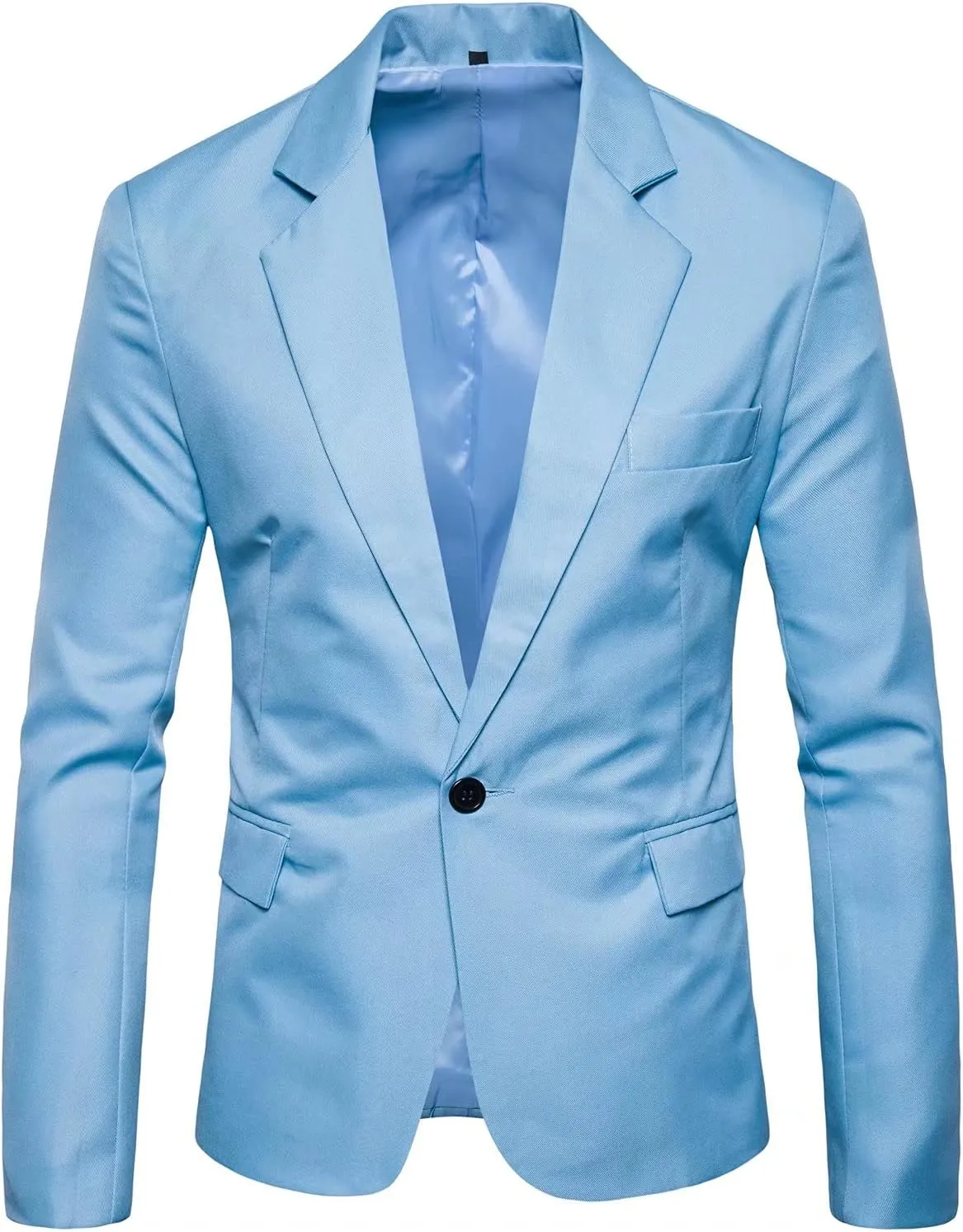 Men's Long Sleeves Peak Lapel Collar One Button Slim Fit Sport Coat Blazer