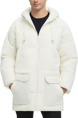 Men's Long Winter Coat Hooded Warm Quilted Jacket Water-resistant Cold Weather Parka