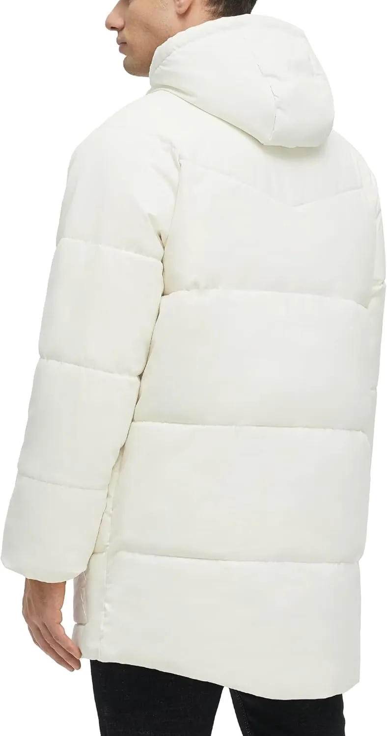 Men's Long Winter Coat Hooded Warm Quilted Jacket Water-resistant Cold Weather Parka