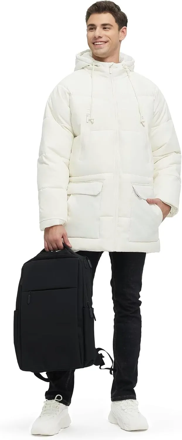 Men's Long Winter Coat Hooded Warm Quilted Jacket Water-resistant Cold Weather Parka