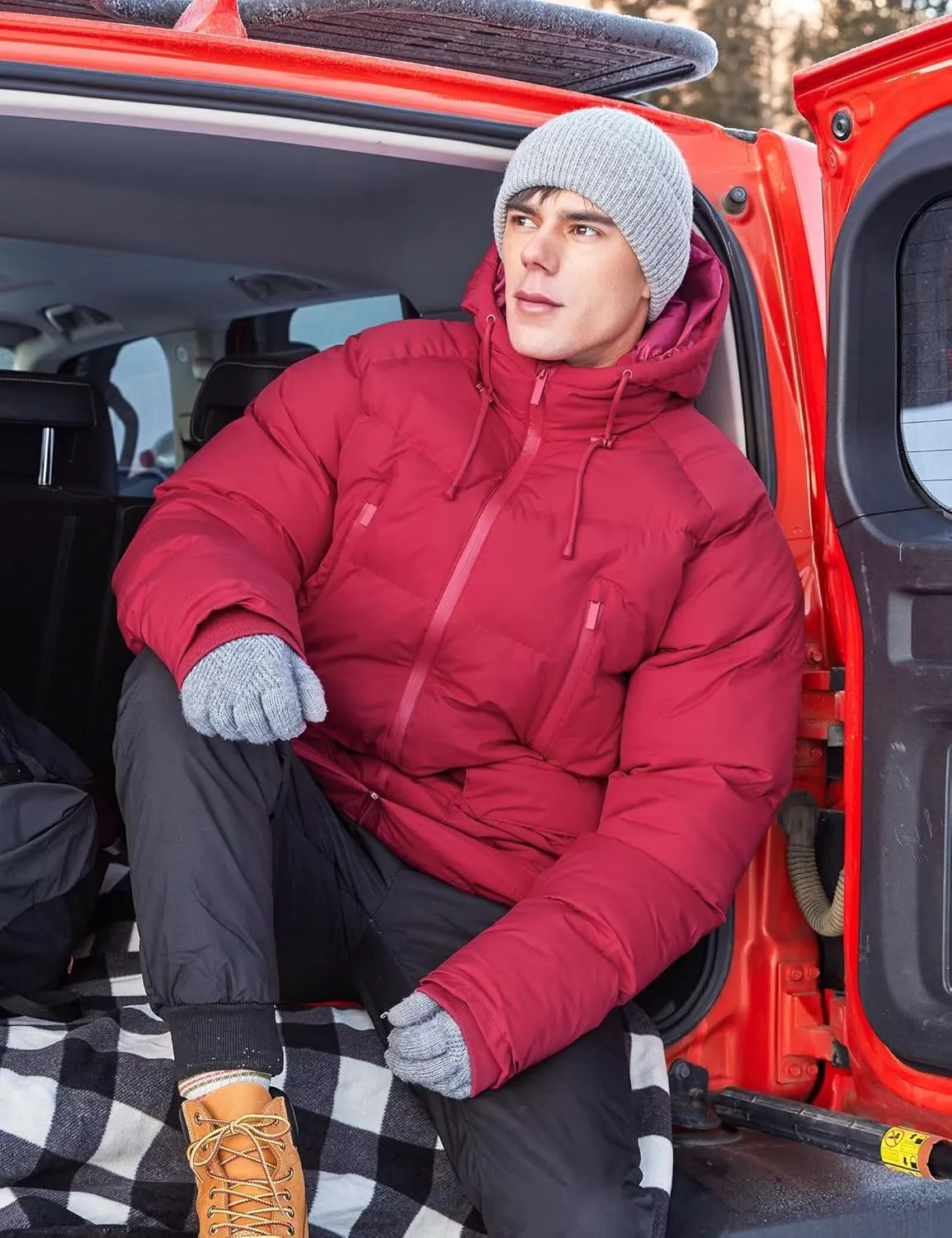 Men's Long Winter Coat Hooded Warm Quilted Jacket Water-resistant Cold Weather Parka