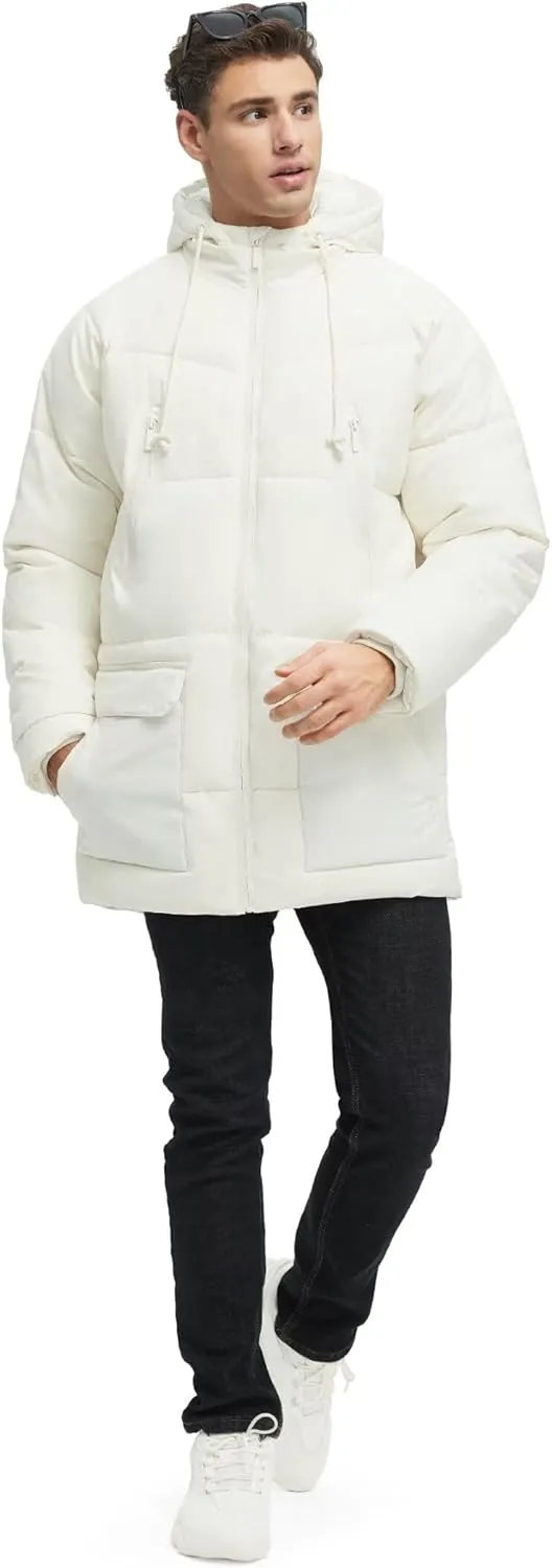 Men's Long Winter Coat Hooded Warm Quilted Jacket Water-resistant Cold Weather Parka