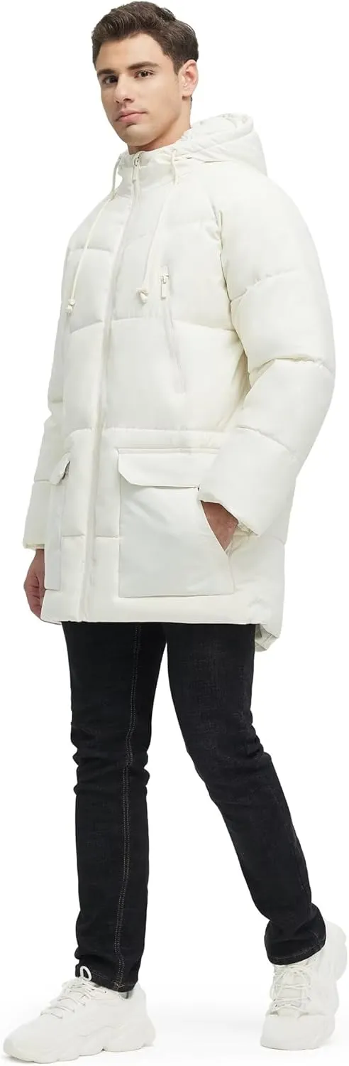 Men's Long Winter Coat Hooded Warm Quilted Jacket Water-resistant Cold Weather Parka