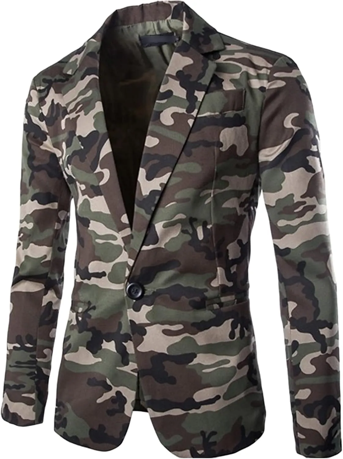 Men's Military Camouflage Suit Outdoor Notched Lapel Sport Jacket Classic Fit Camo Blazer Coat Jacket Tops