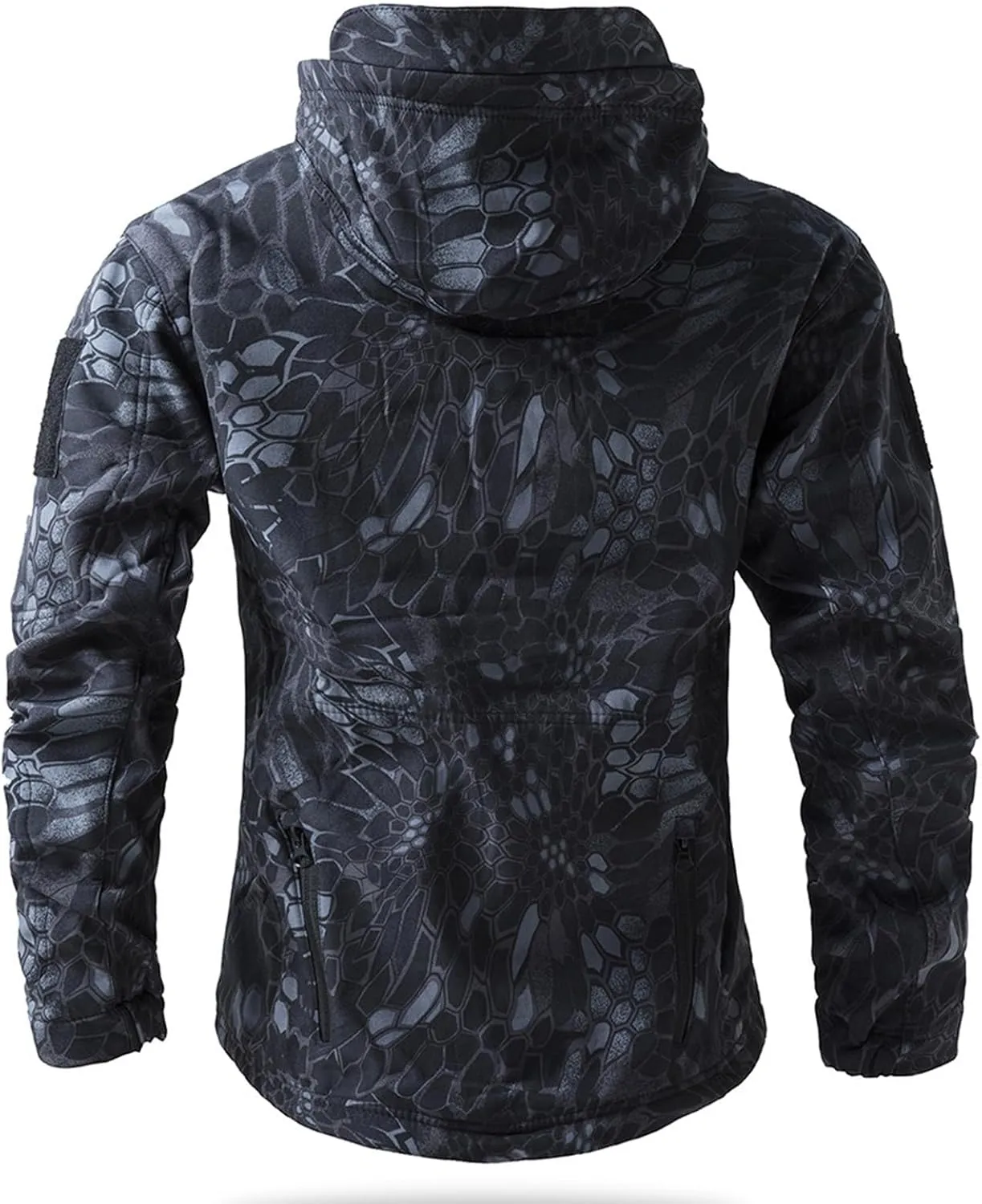 Mens Military Tactical Rain Jacket, Warm Fleece Softshell Hooded Raincoat for Snowboarding, Tactical Jacket