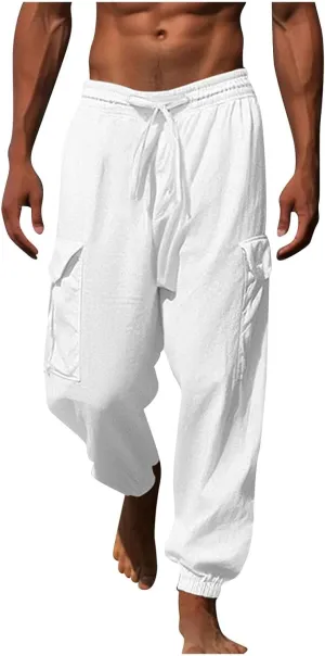 Men's Multi-Pocket Cargo Pants Fashion Work Trousers Men's Slim Chino Pants Men's Casual Cargo Pants Military Jogging