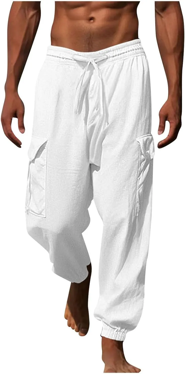 Men's Multi-Pocket Cargo Pants Fashion Work Trousers Men's Slim Chino Pants Men's Casual Cargo Pants Military Jogging