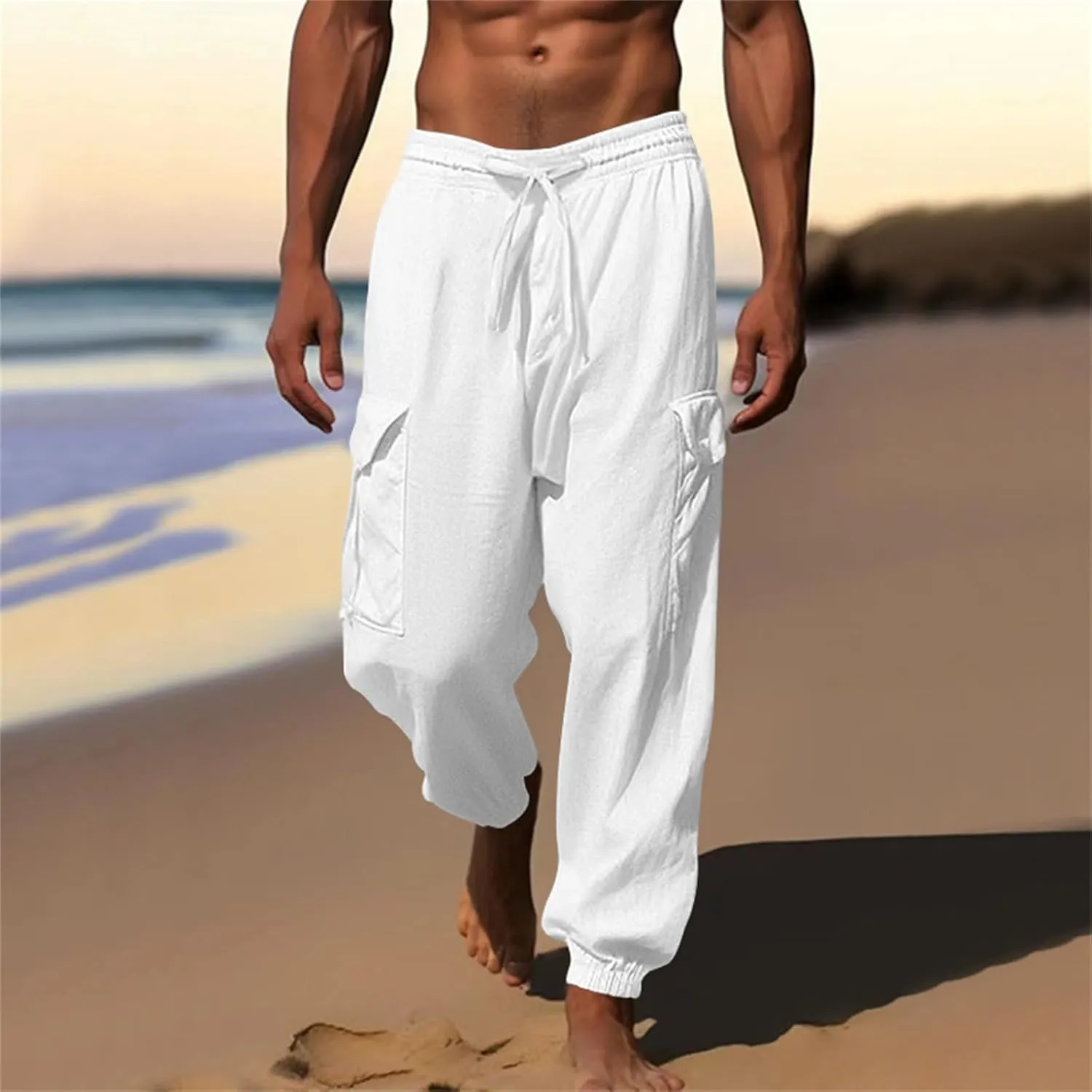 Men's Multi-Pocket Cargo Pants Fashion Work Trousers Men's Slim Chino Pants Men's Casual Cargo Pants Military Jogging