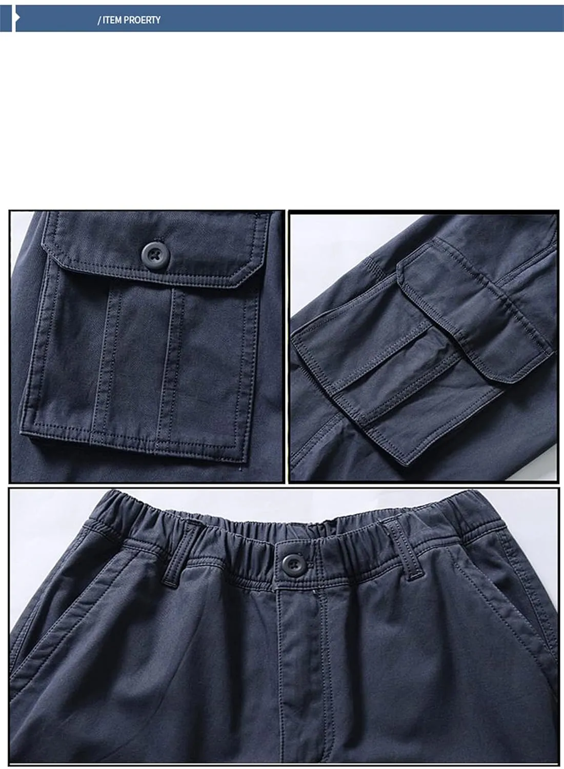 Men's Multi Pockets Elastic Waist Cargo Pants Casual Loose Fit Lightweight Workwear Pants Outdoor Athletic Cargo Pants (Small,Gray 1)