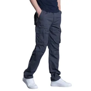 Men's Multi Pockets Elastic Waist Cargo Pants Casual Loose Fit Lightweight Workwear Pants Outdoor Athletic Cargo Pants (Small,Gray 1)