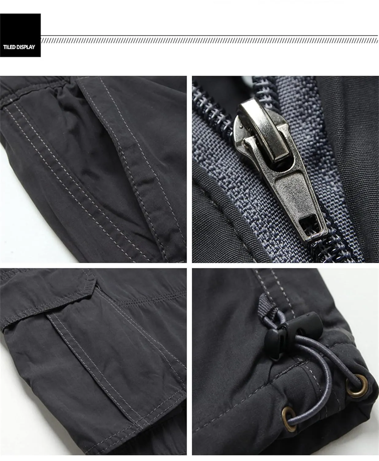 Men's Multi Pockets Elastic Waist Cargo Pants Casual Loose Fit Lightweight Workwear Pants Outdoor Athletic Cargo Pants (Small,Gray 1)