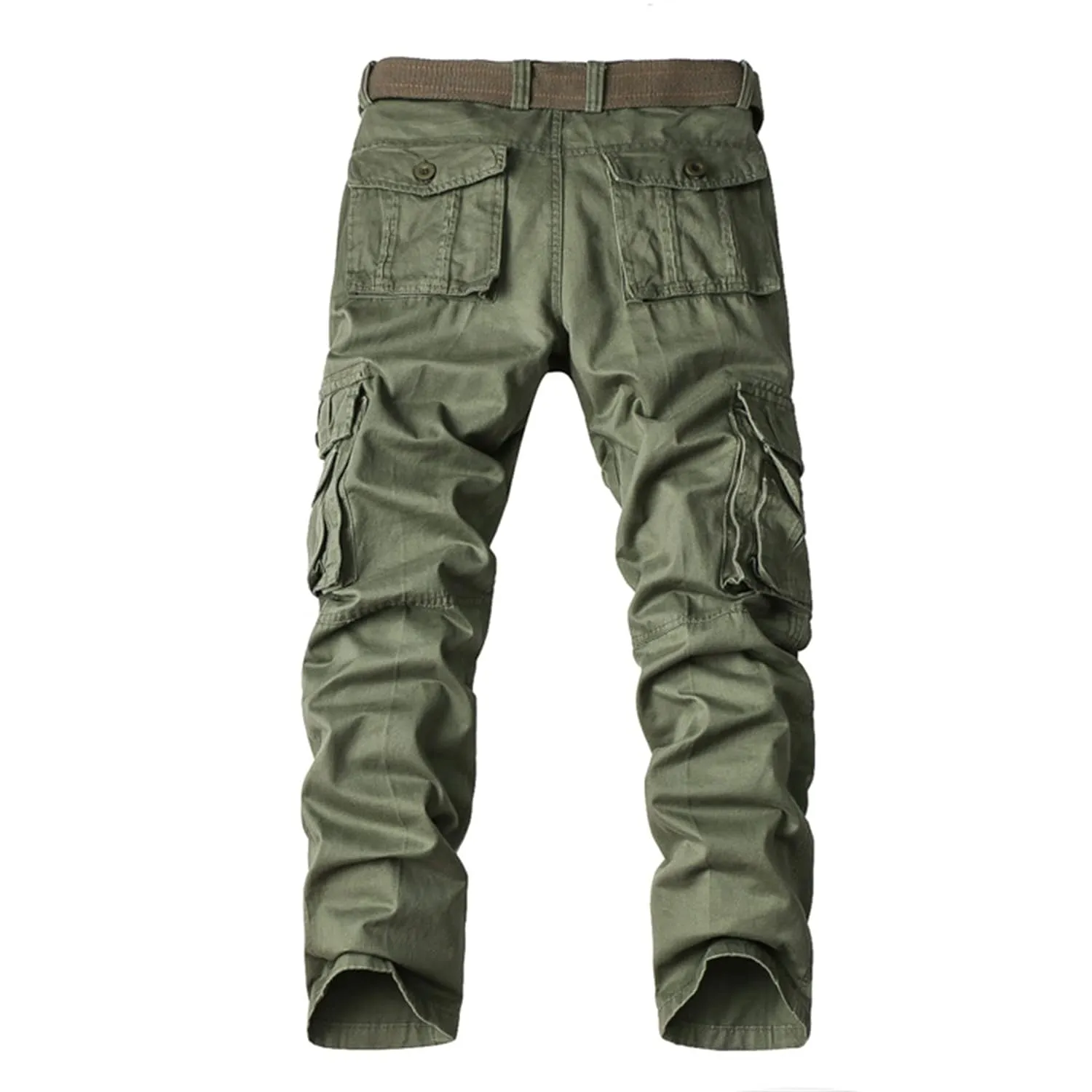 Men's Multi Pockets Slim Cargo Pants Hiking Combat Work Pant Outdoor Casual Straight Fit Army Pants Trousers Sweatpants (30,Military Green)