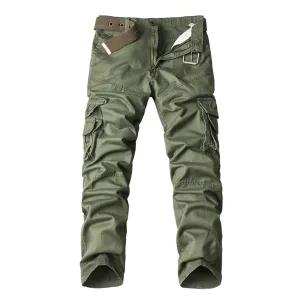Men's Multi Pockets Slim Cargo Pants Hiking Combat Work Pant Outdoor Casual Straight Fit Army Pants Trousers Sweatpants (30,Military Green)