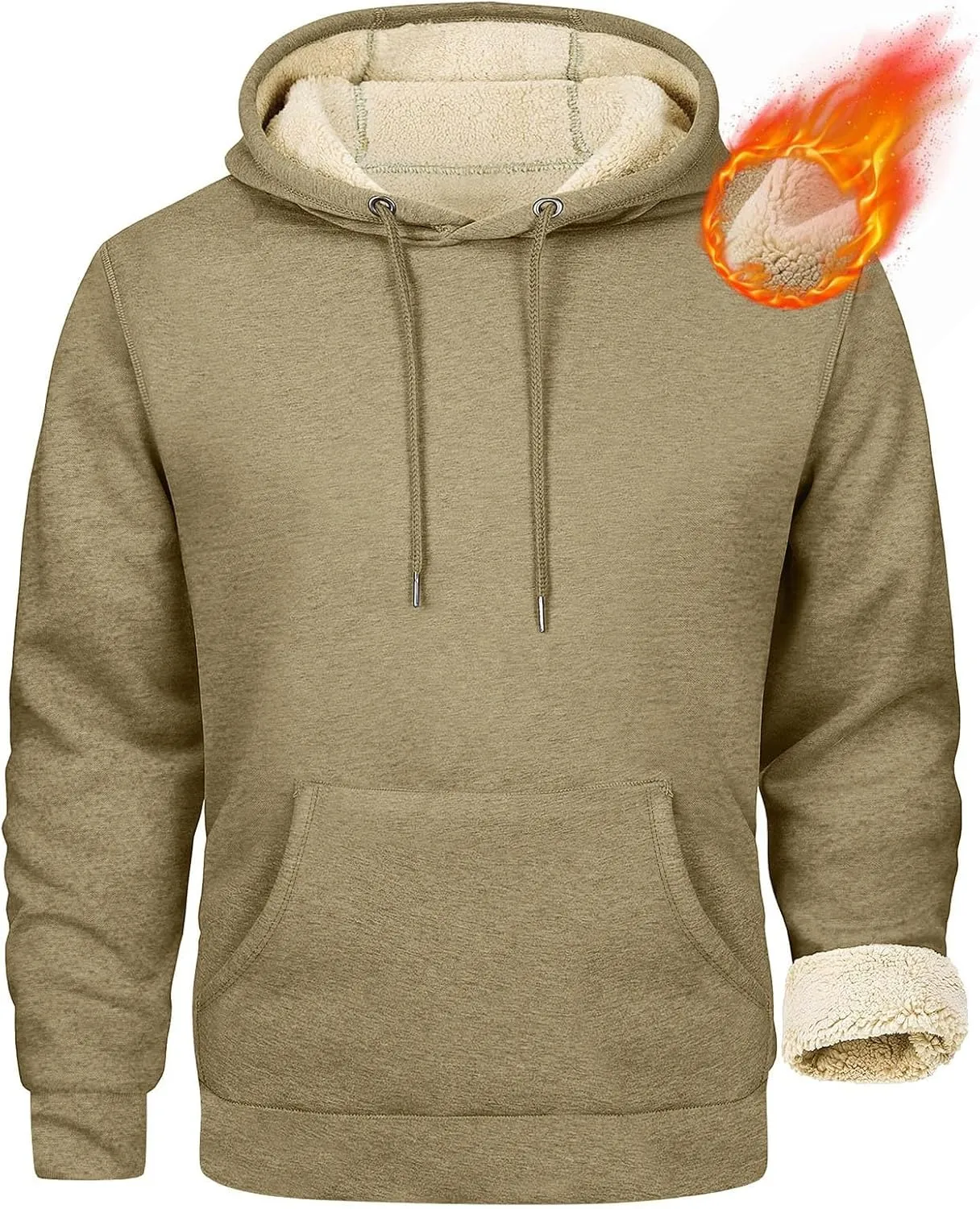 Men's Oversized Heavyweight Fleece Hoodie Winter Casual Hoodies Pullover Hooded Sweatshirts for Men with Pockets