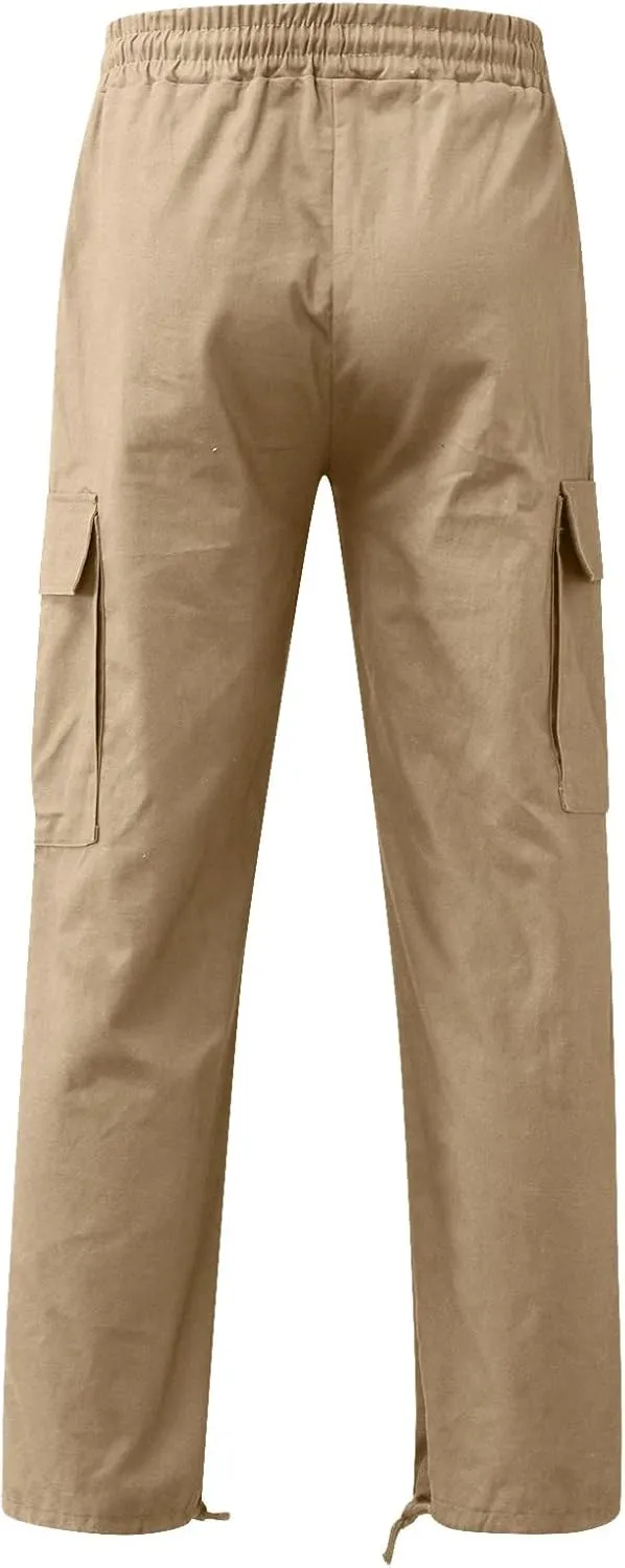 Mens Pants Cargo Outdoor Stretch Overalls with Large Pockets Loose Soft Pants Rainproof Training Pants Mens Mens