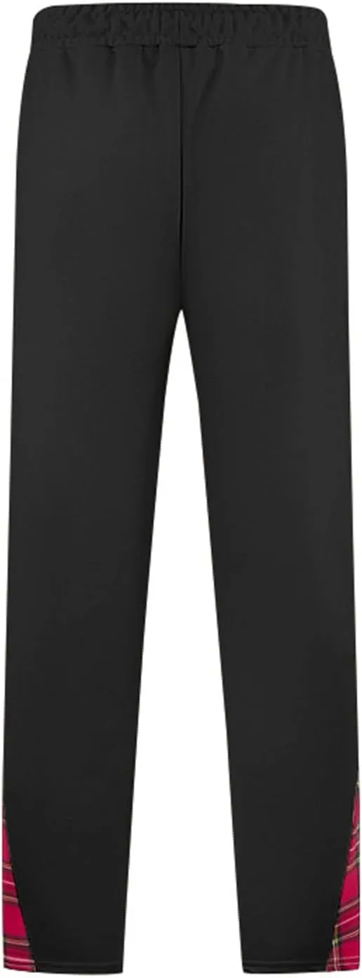 Mens Plaid Patchwork Pants Casual Drawstring Elastic Waist Trouser 2025 Fashion Loose Fit Athletic Pant with Pockets