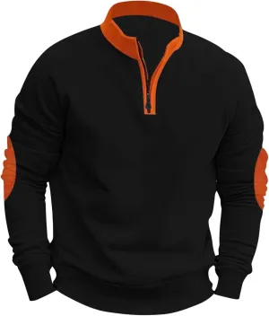 Mens Quarter Zip Pullover Casual Workout Long Sleeve Mock Neck Sweatshirts Athletic Half Zip Travel Cotton Sweatshirt