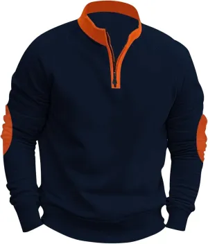 Mens Quarter Zip Pullover Casual Workout Long Sleeve Mock Neck Sweatshirts Athletic Half Zip Travel Cotton Sweatshirt