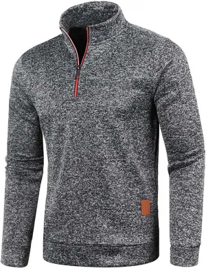 Mens Quarter Zip Pullover Sweater Thermal Mock Neck Sweatshirt Lightweight Slim Fit Performance Fleece Pullover Shirt
