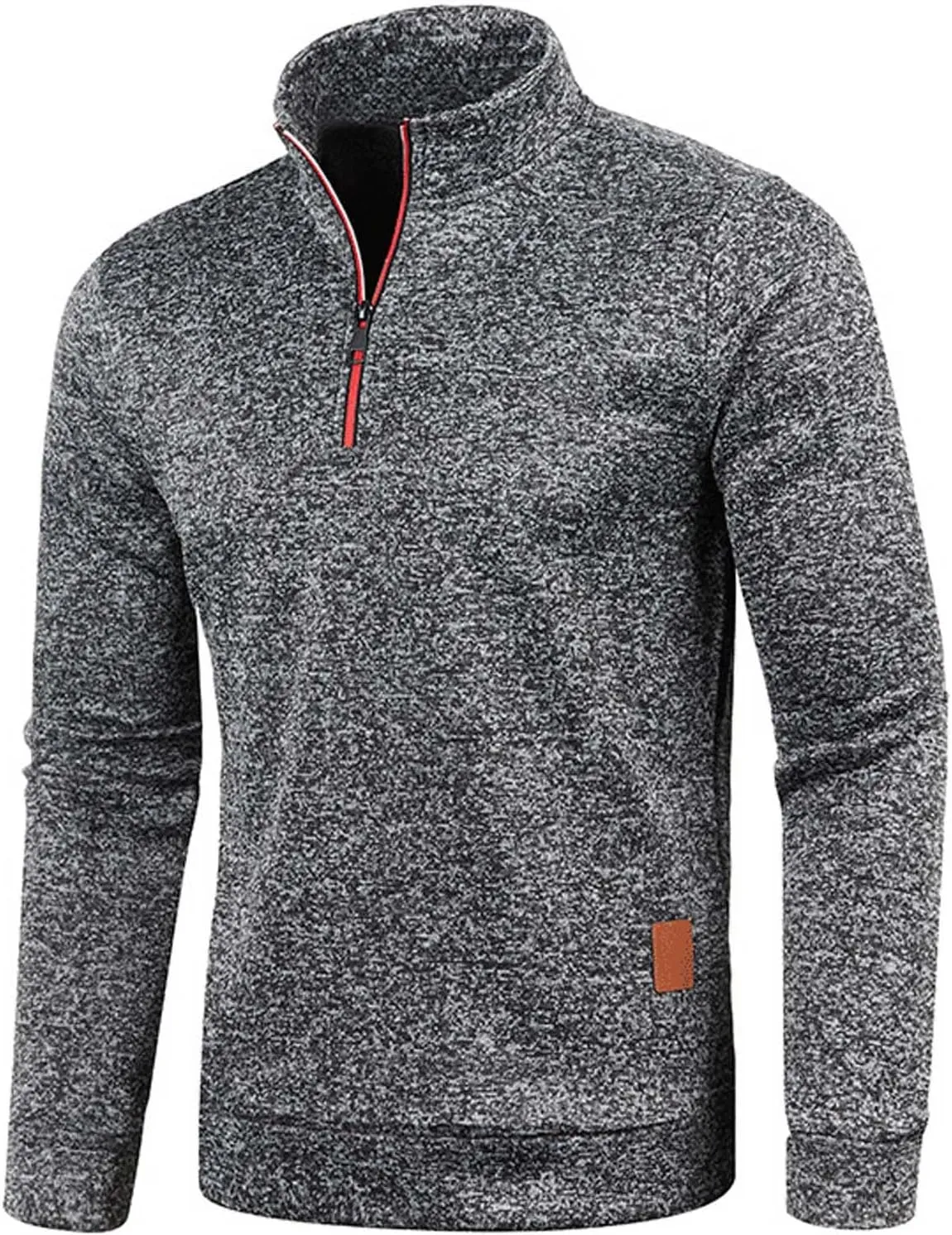 Mens Quarter Zip Pullover Sweater Thermal Mock Neck Sweatshirt Lightweight Slim Fit Performance Fleece Pullover Shirt