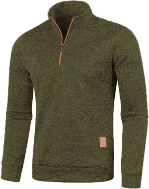 Mens Quarter Zip Pullover Sweater Thermal Mock Neck Sweatshirt Lightweight Slim Fit Performance Fleece Pullover Shirt