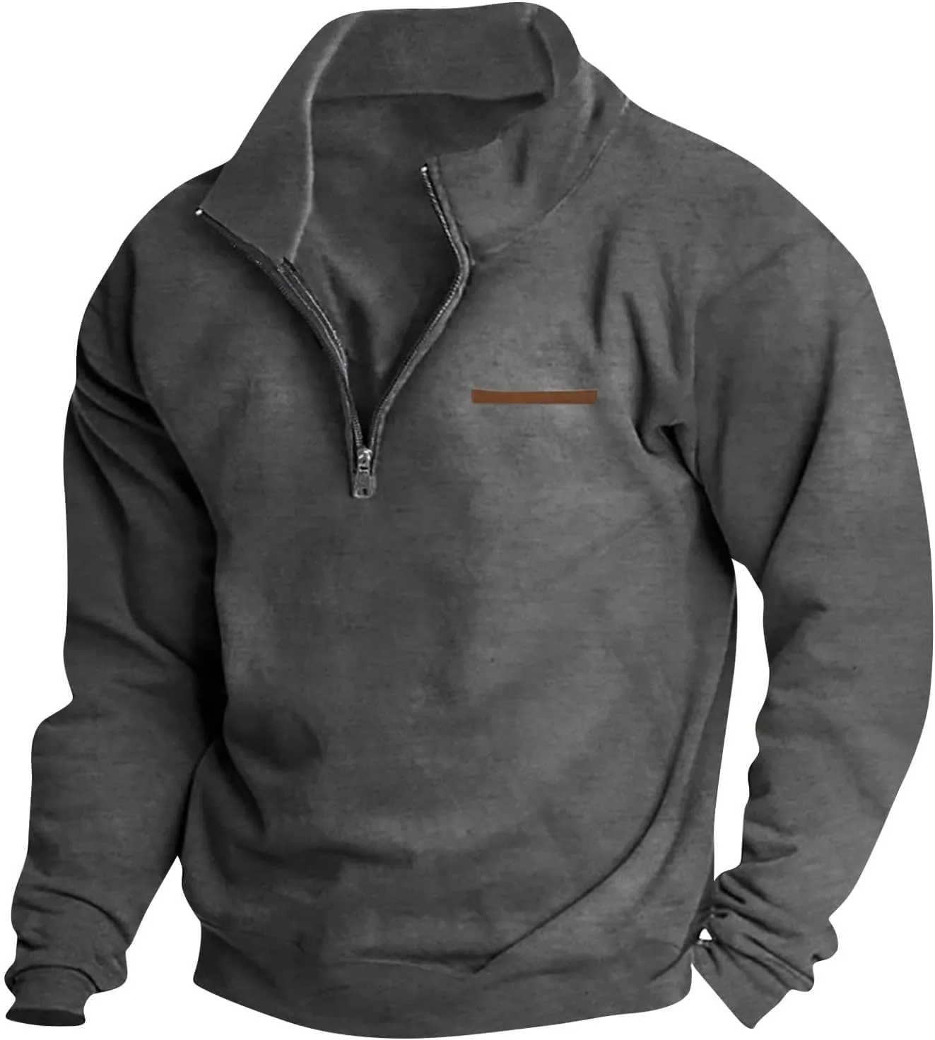 Mens Quarter Zip Pullover Sweaters Thermal Slim Fit Long Sleeve Casual Polo Sweatshirt Mock Neck Top Jacket