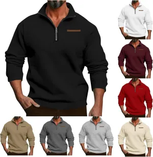 Mens Quarter Zip Pullover Sweaters Thermal Slim Fit Long Sleeve Casual Polo Sweatshirt Mock Neck Top Jacket